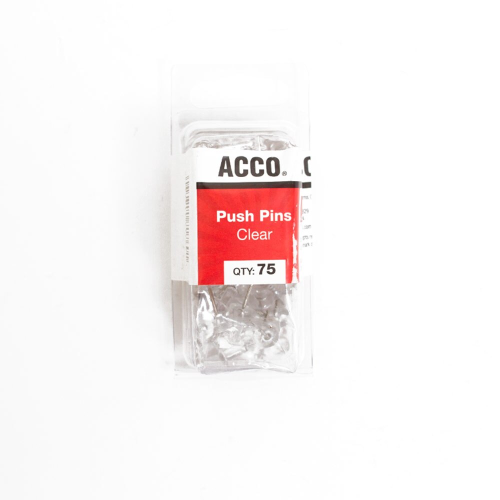 Acco Push Pins Clear 75 Count