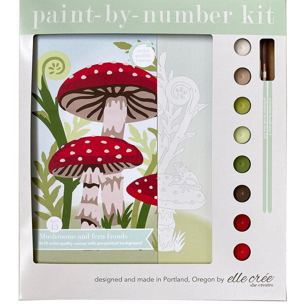 Elle Cree Paint by Numbers Kit Mushrooms & Ferns