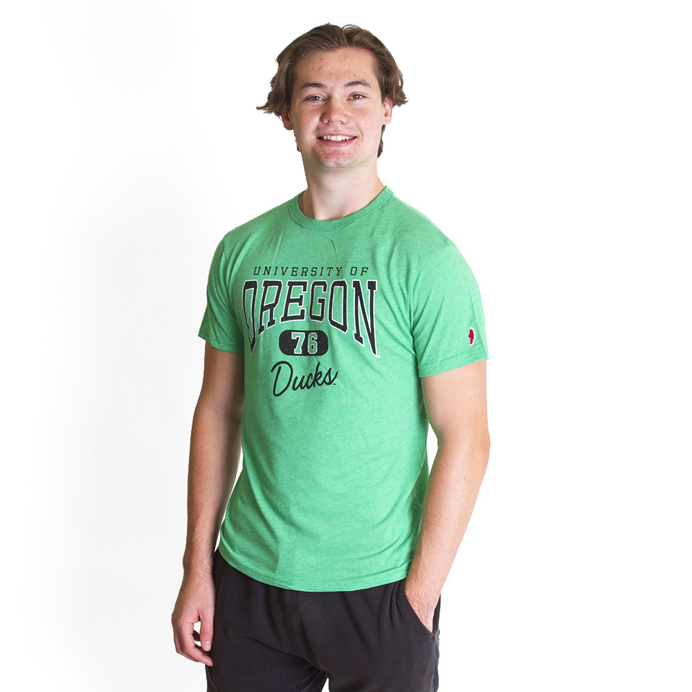 Men's Nike Heather Kelly Green Oregon Ducks Vintage Logo Tri-Blend T-Shirt